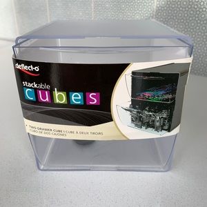 NIP Deflecto 350101 Stackable Desk Organizer Cube With 2 Drawers